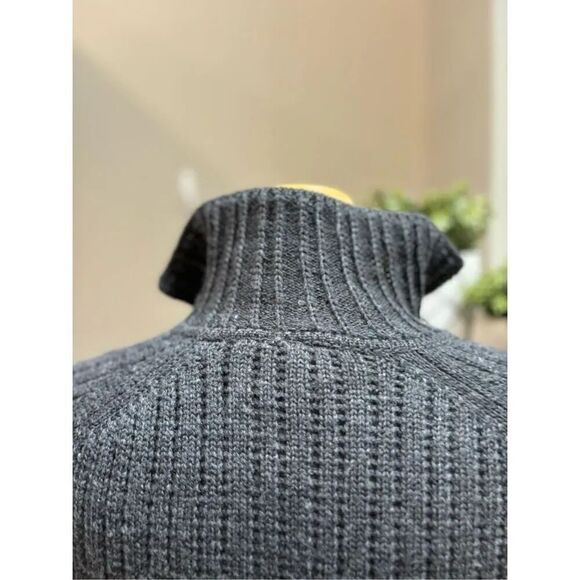 Field Manor S Vintage charcoal wool (100) bottom front collared oversized cardig - Picture 3 of 6